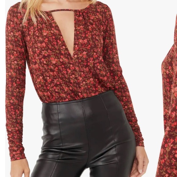 Free People Tops - Free People Kaya Print Cutout Bodysuit - Medium